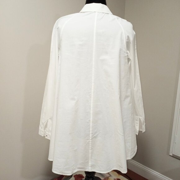 MAEVE WHITE FLARED LONG SLEEVE SHIRT US SZ 6 100% COTTON - Picture 3 of 6